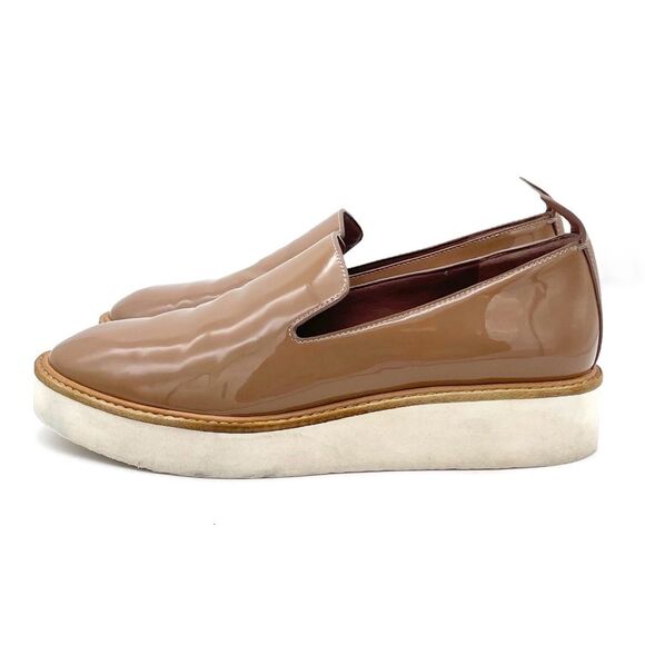 Vince Sanders Patent Leather Platform Slip On Sneakers Taupe Antique Rose Size 6 - Picture 5 of 15